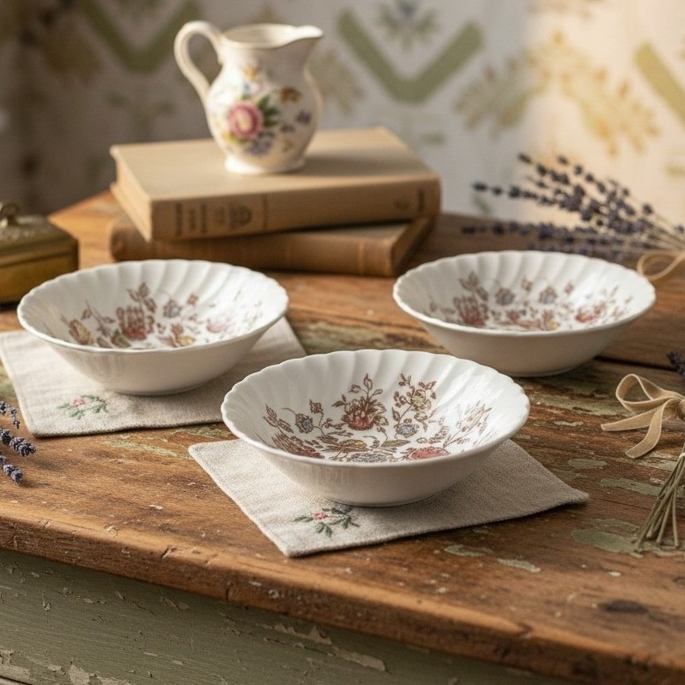 Vintage Johnson Brothers Staffordshire Bouquet Cereal Bowls 2 Berry Bowl